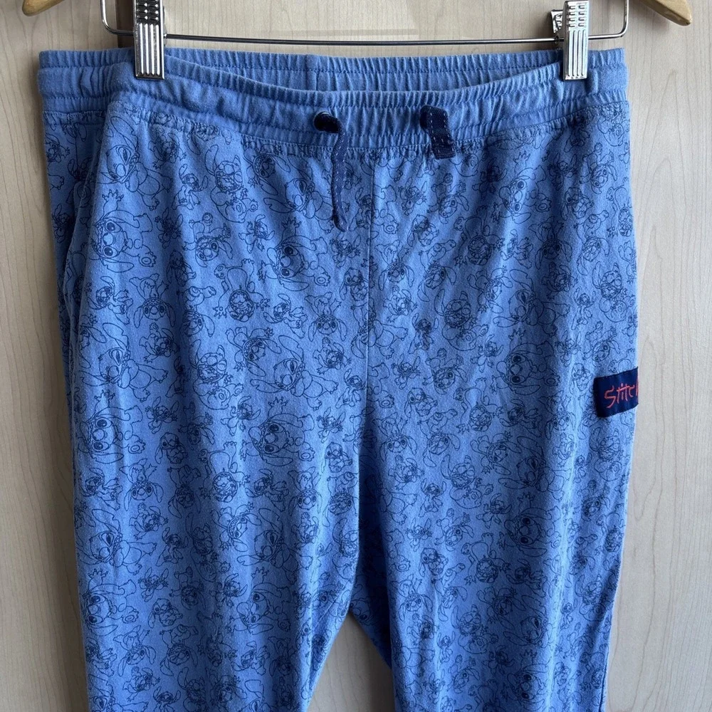 Disney Parks Authentic Lilo and Stitch Joggers ADULT Small Blue Pants Pajamas - Picture 2 of 8